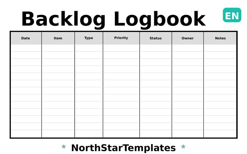 Logbook Notes Backlog Logbook Premium Printable and Editable Template DE EN ES - Etsy