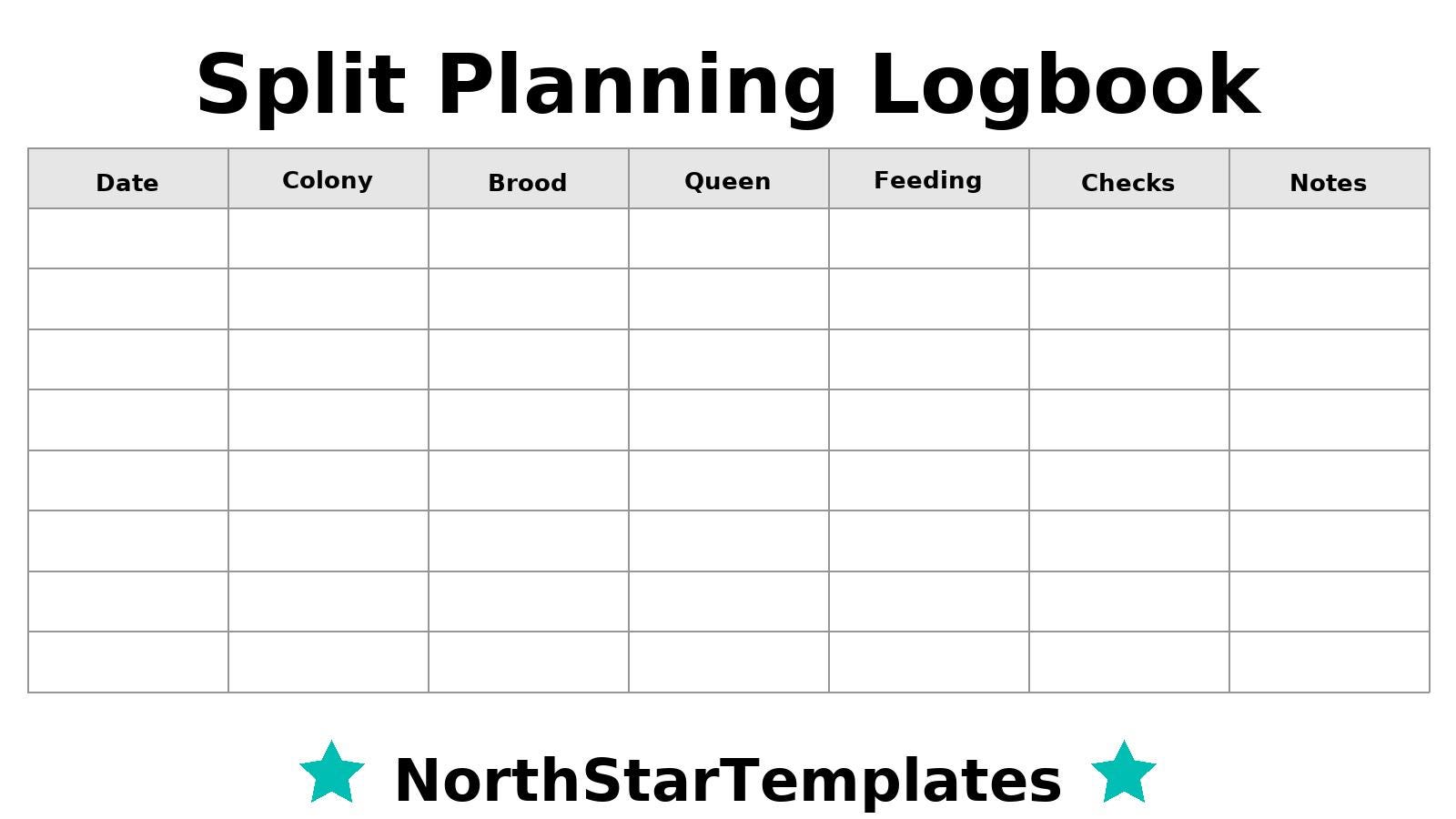 Split Planning Logbook Premium Printable and Editable Template DE EN ES ...