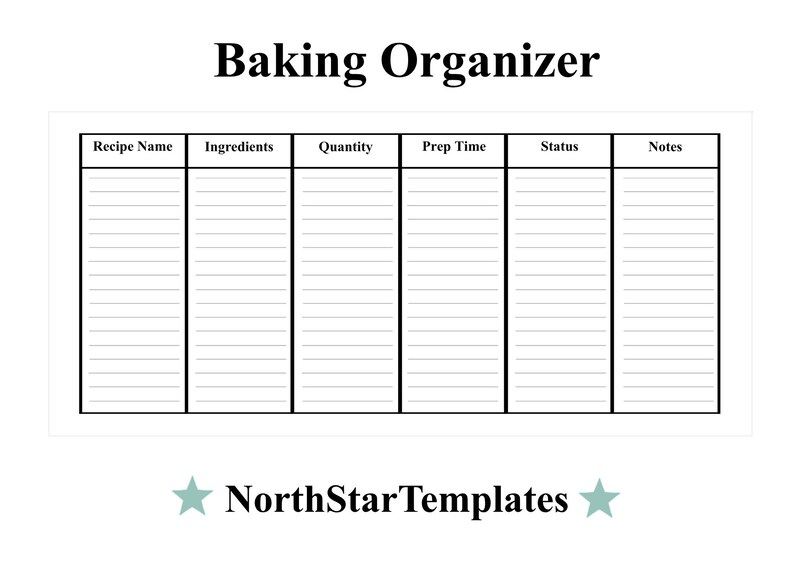 Baking Orginaizer Notes.pdf Baking Organizer Premium Printable and Editable Template DE EN ES - Etsy