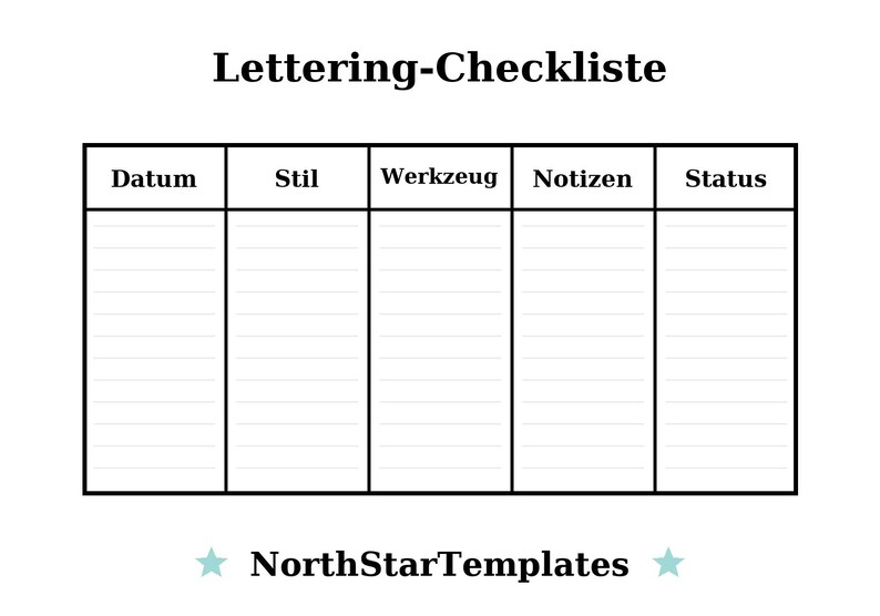 Am Checklist Lettering Lettering Checklist Premium Printable and Editable Template DE EN ES - Etsy