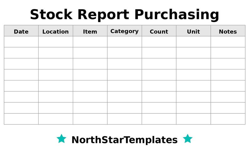 Purchasing Inventory Report Premium Printable and Editable Template DE ...