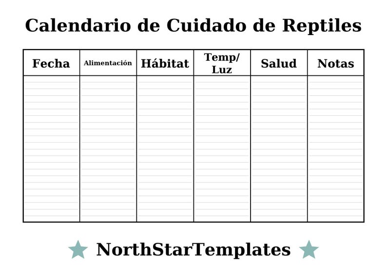 Reptile Care Calendar Premium Printable and Editable Template DE EN ES ... - Reptile Care Schedule Generator