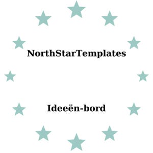May include: White background with a ring of light teal stars surrounding the text "NorthStarTemplates" above "Ideeën-bord". The text is in a bold, black font.