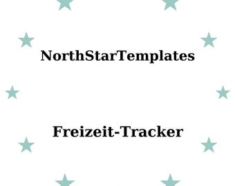 May include: White background with a ring of light teal stars surrounding the text "NorthStarTemplates" above "Freizeit-Tracker" in black font. The design is simple and clean.