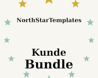 May include: A cream-colored graphic with the text "NorthStarTemplates" above "Kunde Bundle" in bold black font. The design includes gold and teal stars arranged around the text.