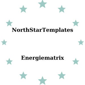May include: A white background featuring the text "NorthStarTemplates" above "Energiematrix" in black. Light blue stars are arranged around the text. The design is minimalist and clean.