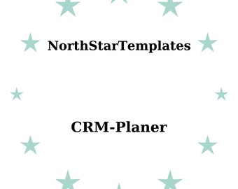 May include: White background with a circle of light teal stars. The text "NorthStarTemplates" is centered at the top, and "CRM-Planer" is centered below. The text is in a bold, black font.