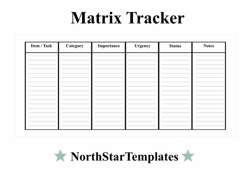 Matrix Tracker Premium Printable and Editable Template DE EN ES - Etsy