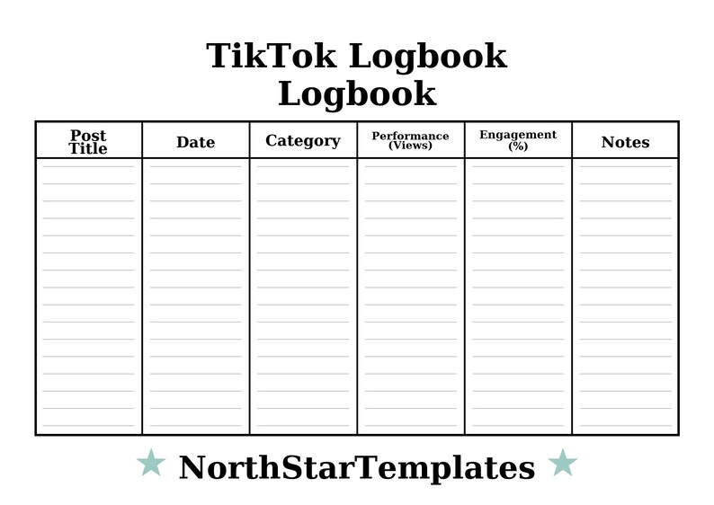 Tiktok Logbook Premium Printable and Editable Template DE EN ES - Etsy