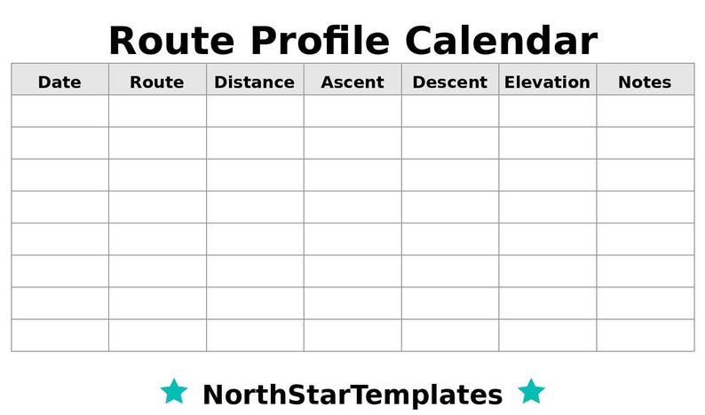 Route Profile Calendar Premium Printable and Editable Template DE EN ES ...