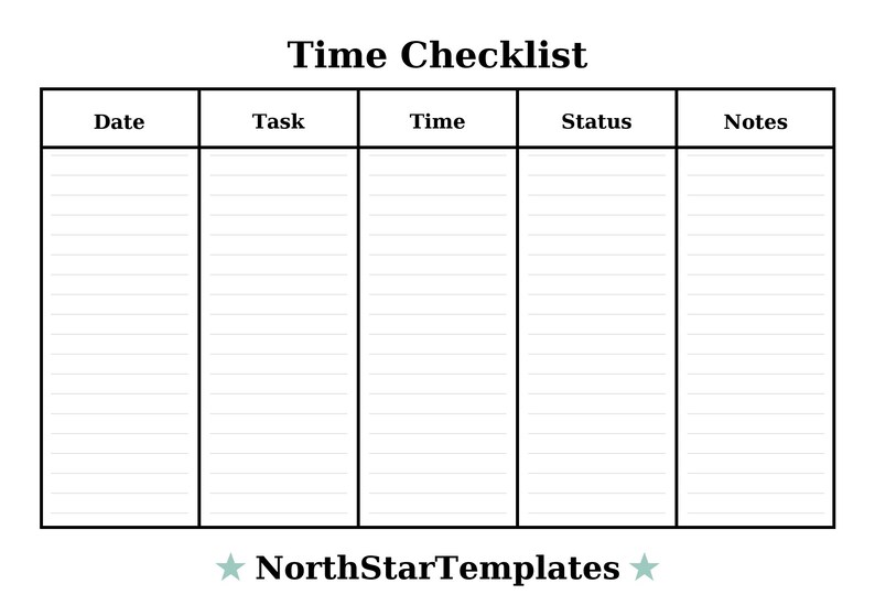 Timer Check Sheet Time Checklist Premium Printable and Editable Template DE EN ES - Etsy