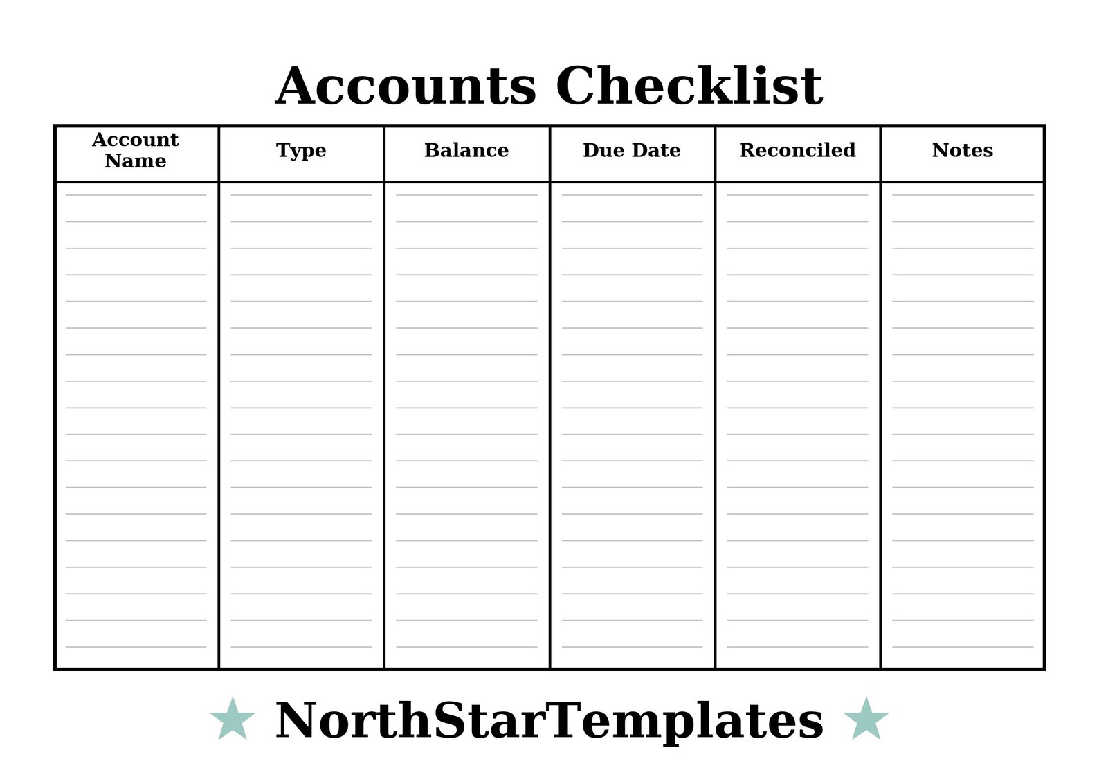 Accounts Checklist Premium Printable and Editable Template DE EN ES - Etsy