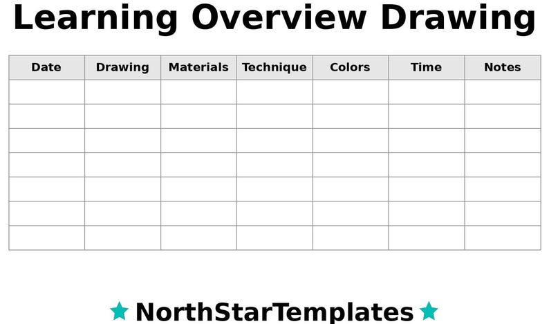 Drawing Learning Overview Premium Printable and Editable Template DE EN ...