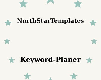 May include: A light beige background with a ring of teal stars encircling the text "NorthStarTemplates" above "Keyword-Planer" in black font. The design is simple and clean.