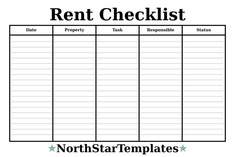 Rent Checklist — Premium Printable & Editable Template (DE/EN/ES) - Etsy