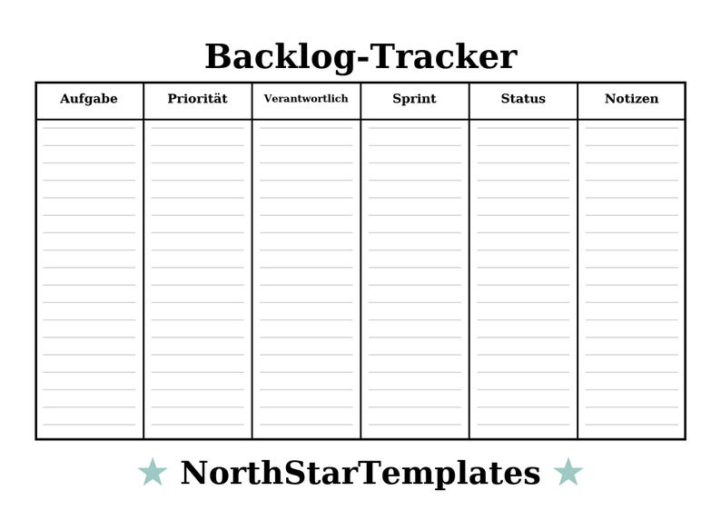 Backlog Tracker Premium Printable and Editable Template DE EN ES - Etsy