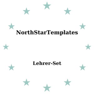 May include: White background with the text "NorthStarTemplates" above "Lehrer-Set" in black. Light teal stars encircle the text. The image is a graphic design.