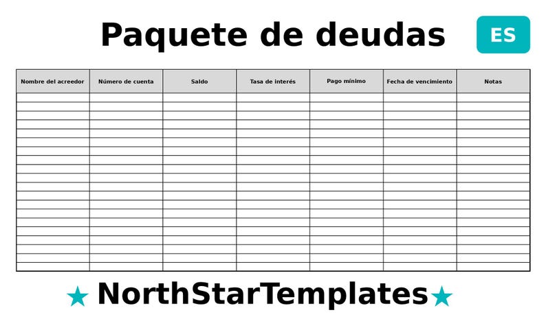 Redito Name Debt Bundle Premium Printable and Editable Template DE EN ES - Etsy