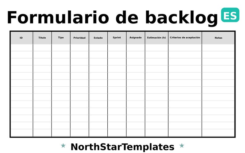 Backlog Forms.pdf Backlog Form Premium Printable and Editable Template DE EN ES - Etsy
