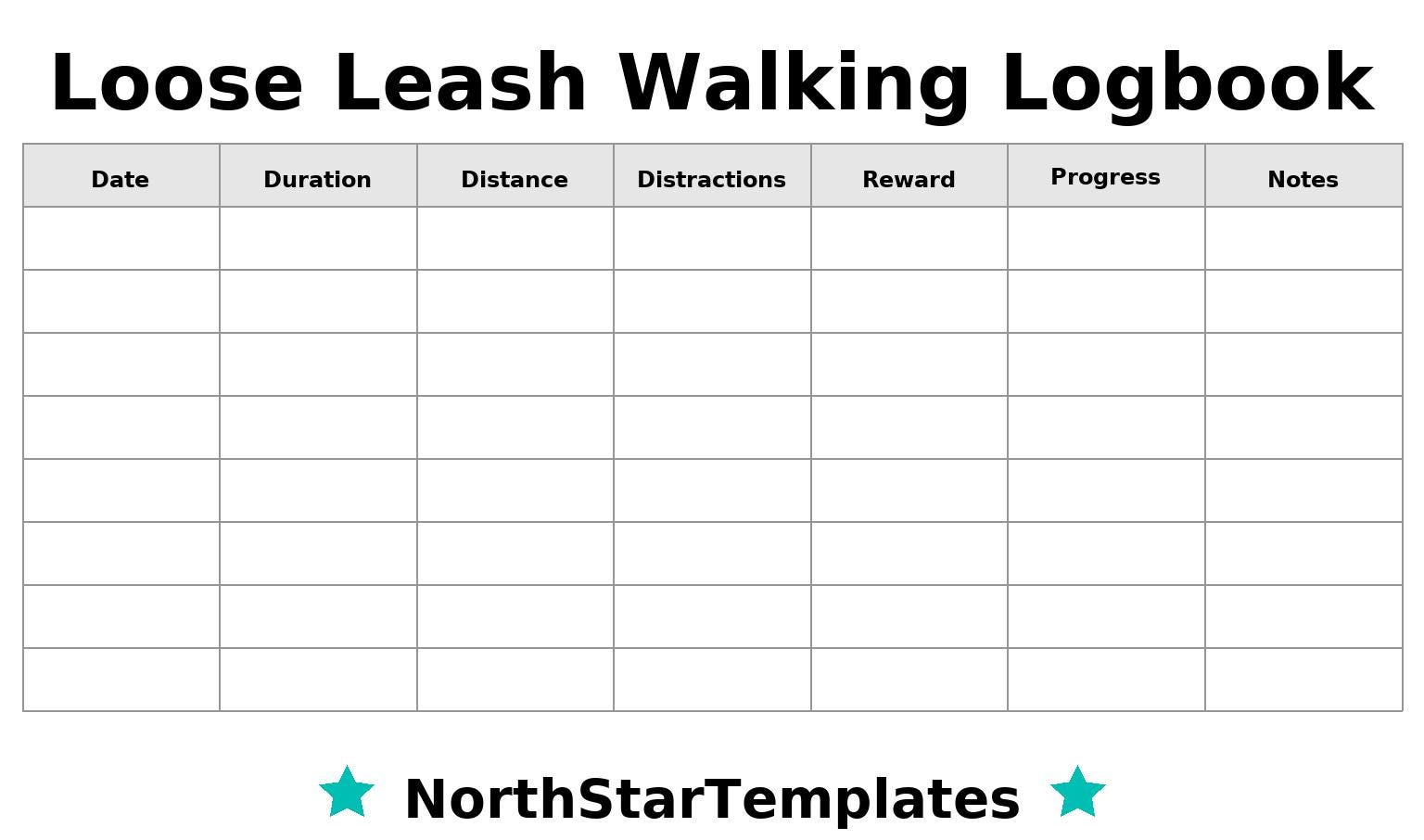 Leash Template.pdf Leash Walking Logbook Premium Printable and Editable Template DE EN ES ...