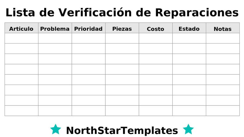 Repair List Checklist Premium Printable And Editable Template DE EN ES Repair List Checklist Premium Printable And Editable Template DE EN ES