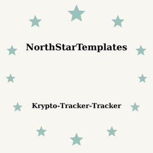 May include: A light beige background with teal stars arranged in a circle. The text "NorthStarTemplates" is centered above "Krypto-Tracker-Tracker" in black, sans-serif font.