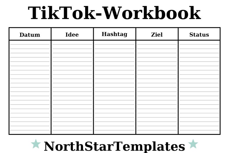 Tiktok Workbook — Premium Printable & Editable Template DE EN ES - Etsy