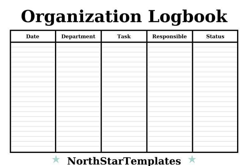 Organization Logbook — Premium Printable & Editable Template DE EN ES ...