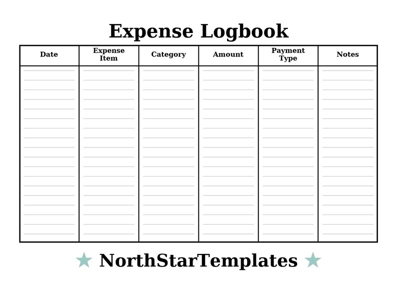 Expense Logbook Premium Printable and Editable Template DE EN ES - Etsy