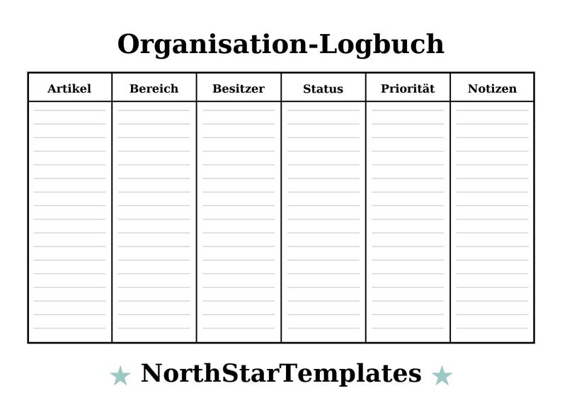 Organization Logbook Premium Printable and Editable Template DE EN ES ...