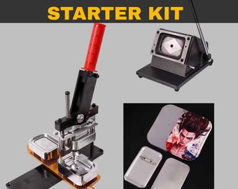 Starterskit voor business starterskit afgeronde rechthoekige button pin maker (44 x 70 mm) – lanceer je custom pin business | 1.000 benodigdheden | GRATIS verzending