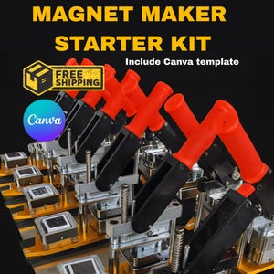 DIY Magnet Maker Machine Starter Kit – Create Your Own Custom Fridge Magnets | Includes 1,000/100 Supplies | Multiple Sizes | Free Shipping