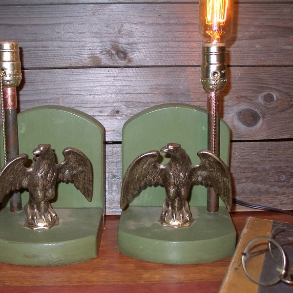 The Americana Pair Of  Steampunk Lamps Light/ Industrial Lamp