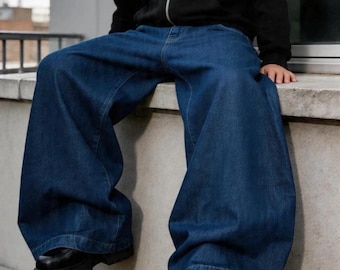 Pantalones vaqueros anchos y holgados para hombre: pantalones vaqueros de mezclilla estilo skate streetwear Y2K