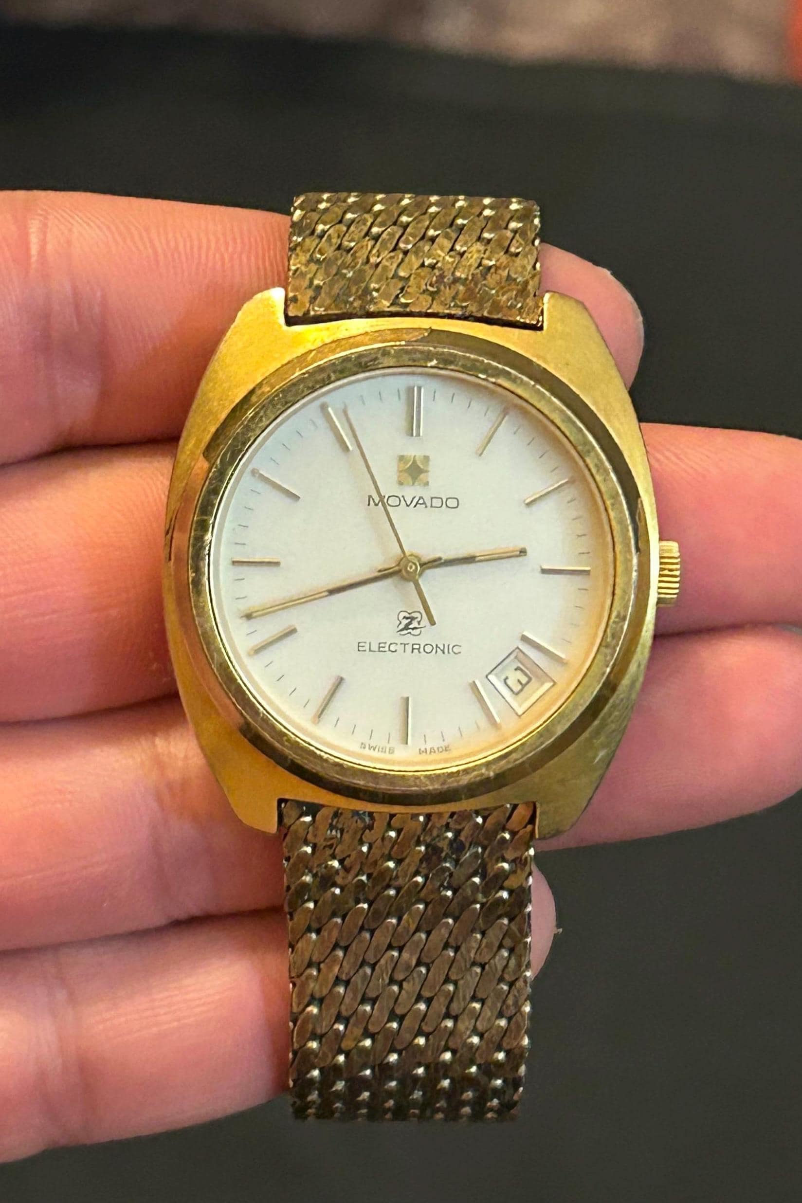 ❻ 正規HD刻印★ビンテージ1960s〜ゴールド金色OLDエナメル七宝製タイピン Vintage Zenith Movado Electronic Watch Swiss Zenith Surf 20-0090