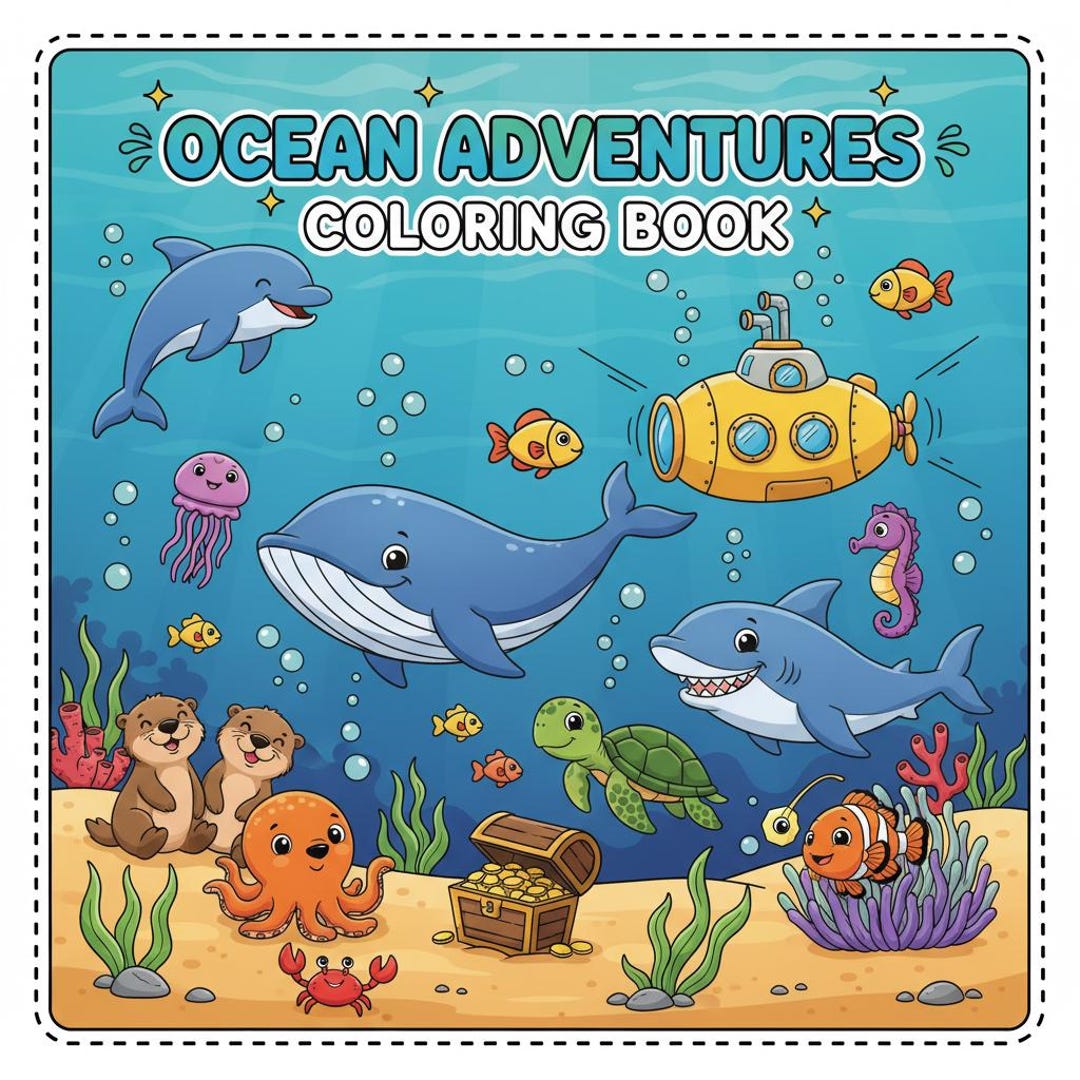 Kids Ocean Coloring Book ; Fun Sea Animals and Underwater Adventure ...