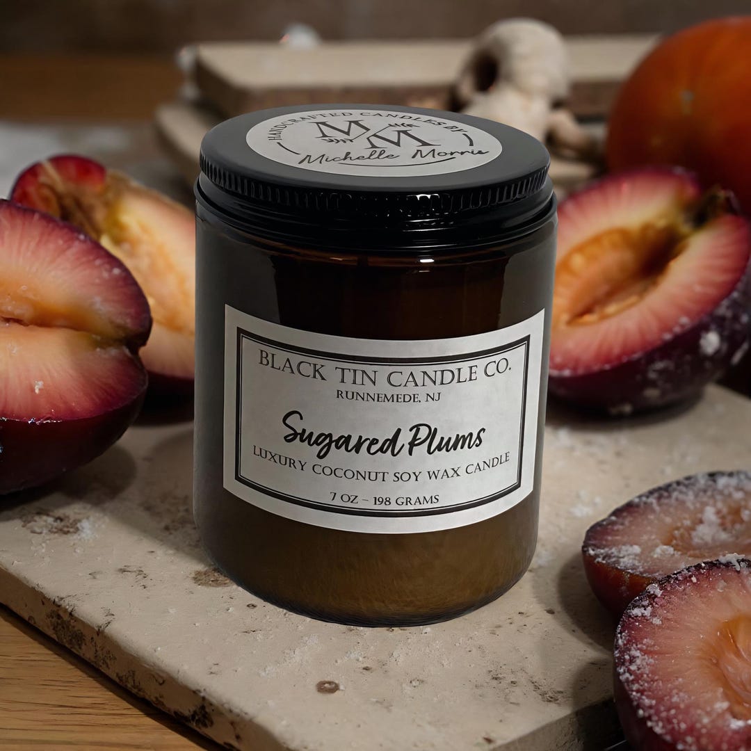 Sugared Plums: 8 Oz Amber Jar Handcrafted Luxury Coconut Soy Wax ...