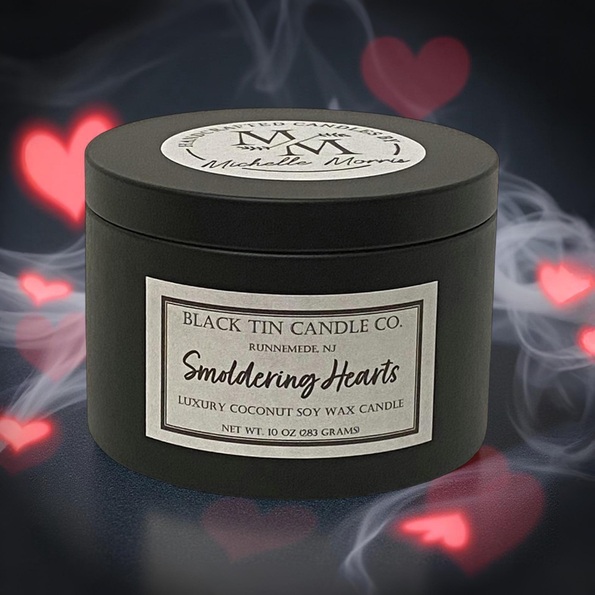 Smoldering Hearts: Handcrafted Coconut Soy Wax, 12 Oz Black Tin - Etsy