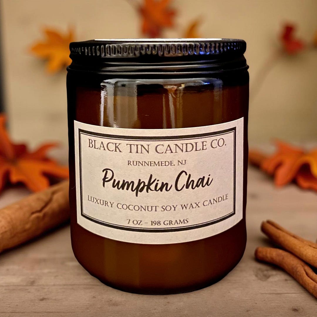 Pumpkin Chai Candle: Luxury Coconut Soy Wax, 8 Oz Amber Jar - Etsy