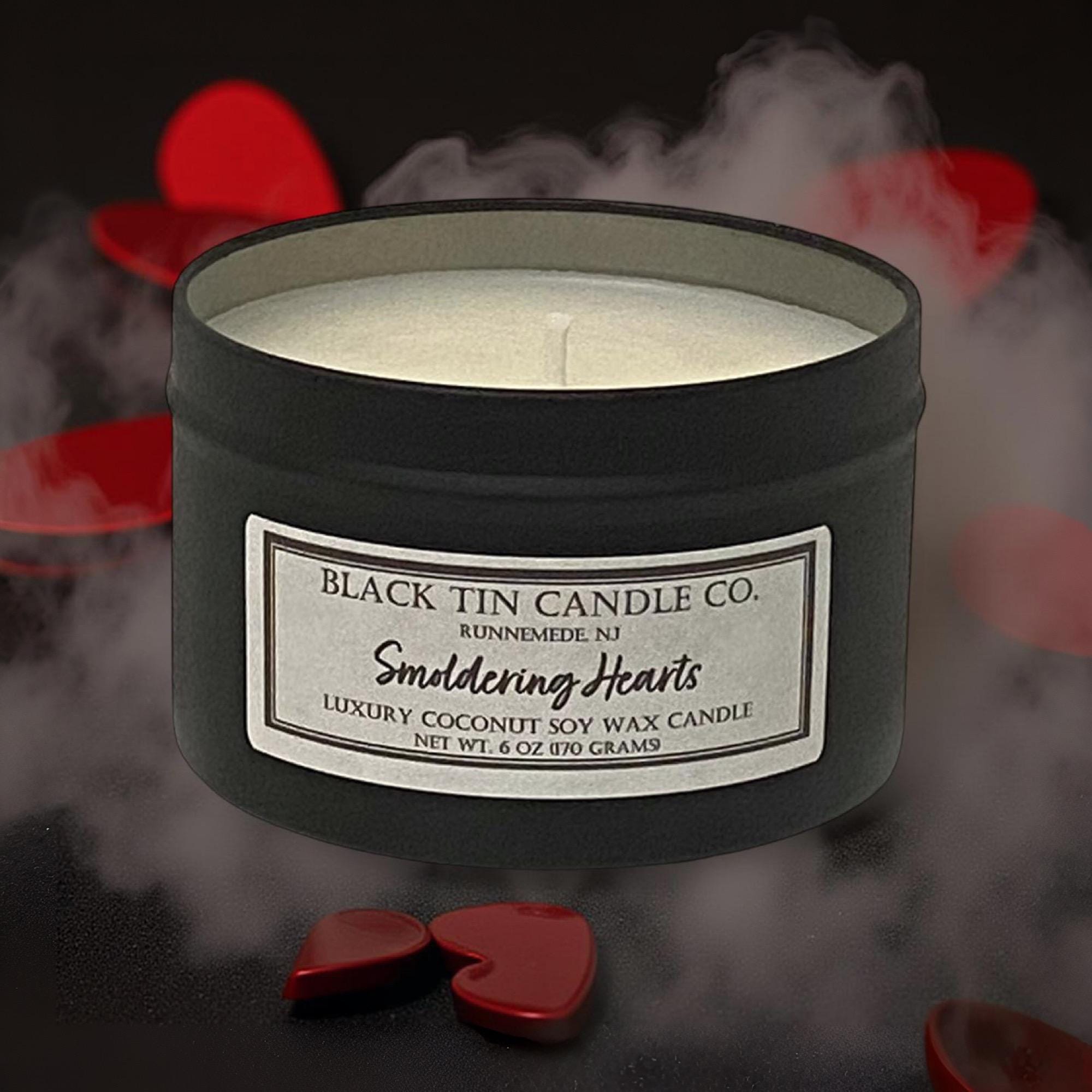 Smoldering Hearts: Handcrafted Coconut Soy Wax, 8 Oz Black Tin - Etsy