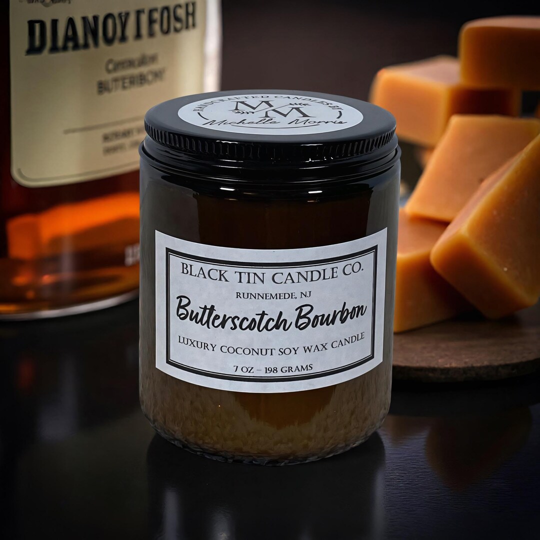Butterscotch Bourbon: 8 Oz Amber Jar Handcrafted Luxury Coconut Soy Wax ...