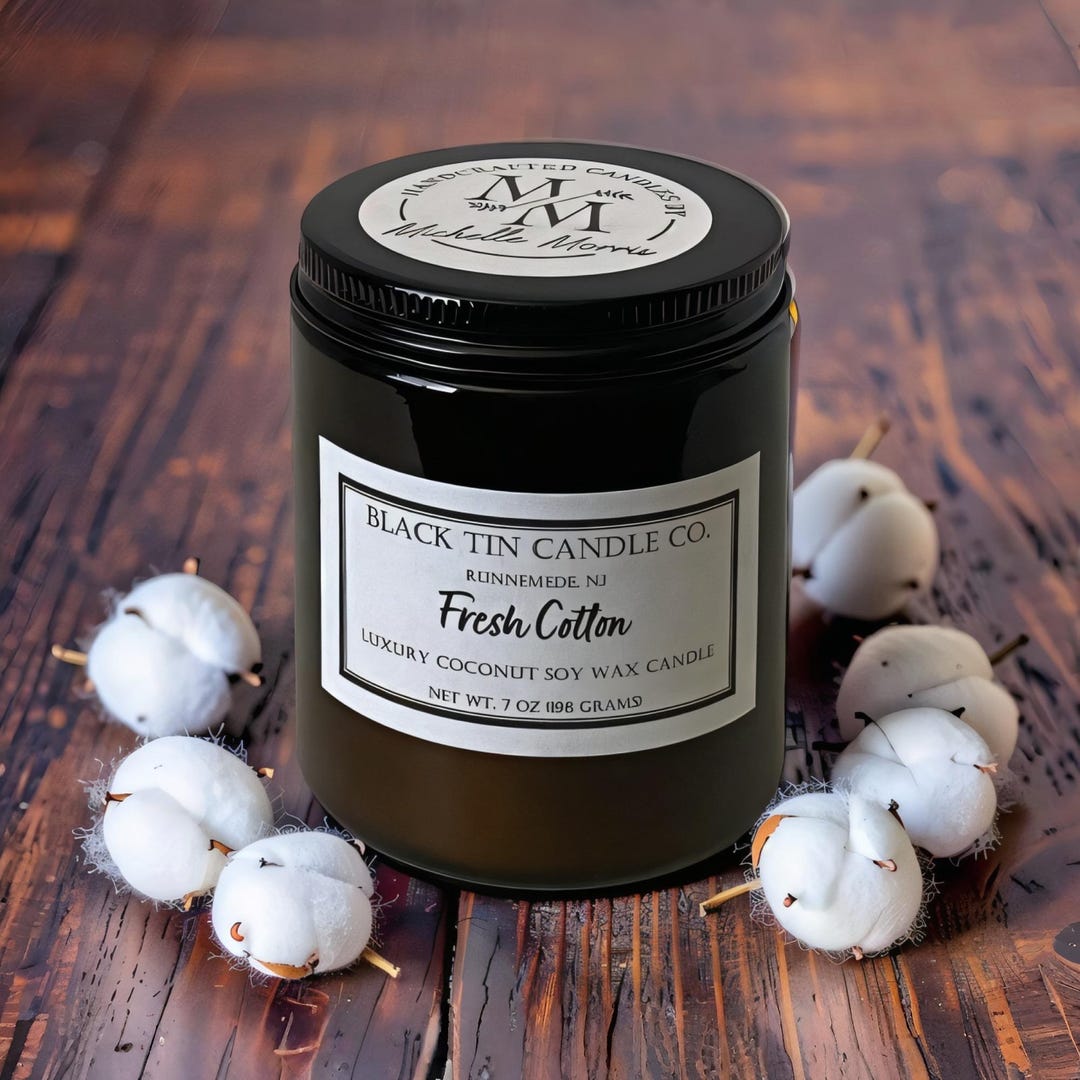 Fresh Cotton: Handcrafted Coconut Soy Wax Scented Candle, 8 Oz Amber ...