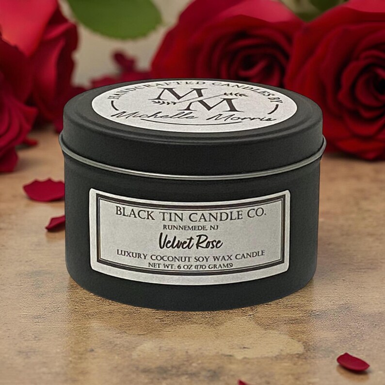 Velvet Rose: Handcrafted Coconut Soy Wax, 8 Oz Black Tin - Etsy