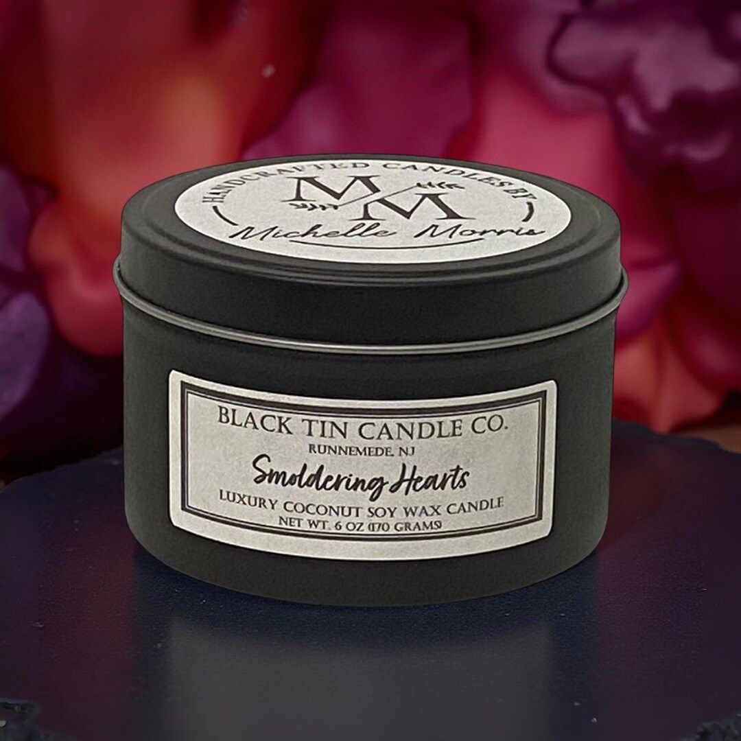 Smoldering Hearts: Handcrafted Coconut Soy Wax, 8 Oz Black Tin - Etsy
