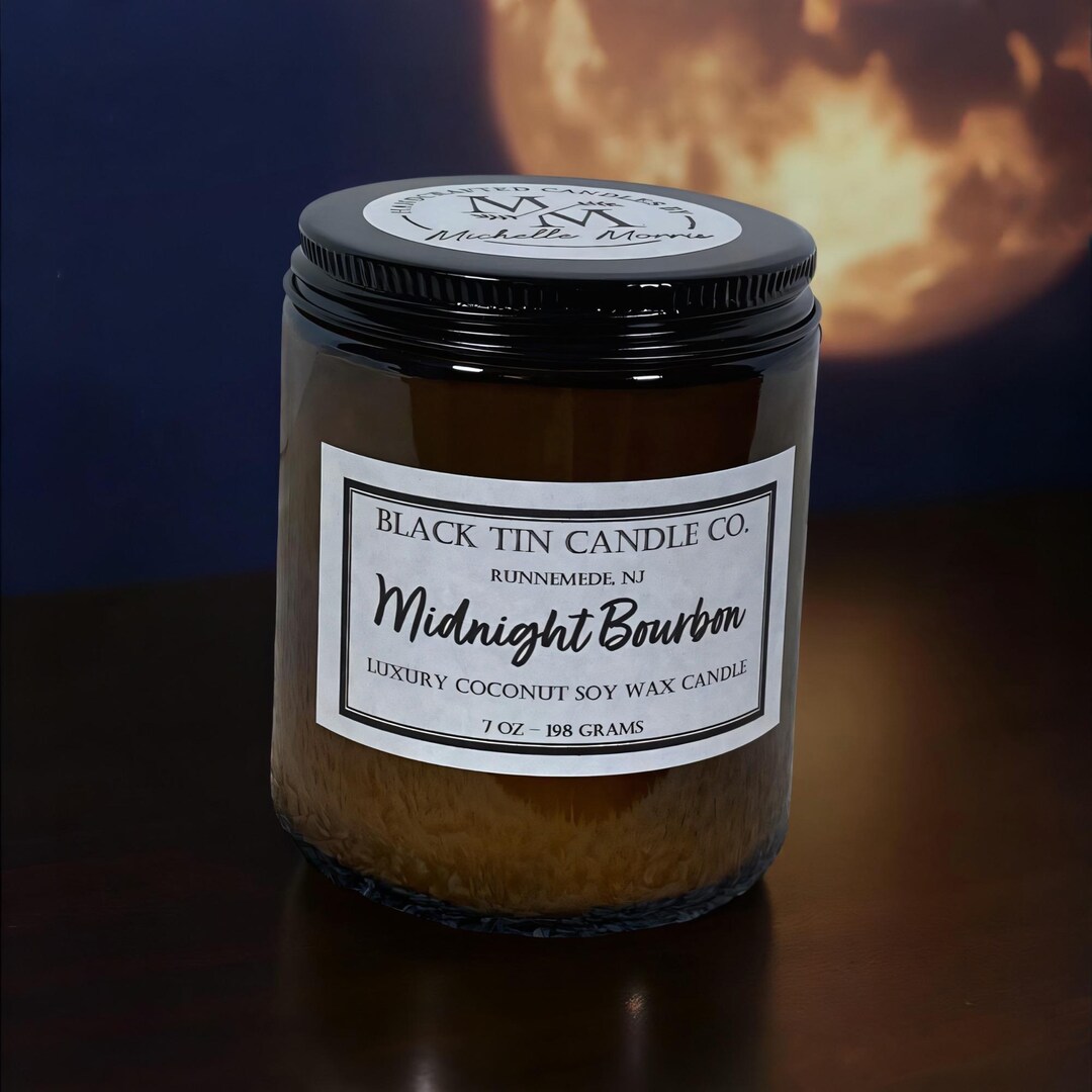 Midnight Bourbon: 8 Oz Amber Jar Handcrafted Luxury Coconut Soy Wax ...