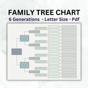 6 Generations Family Tree Chart, Genealogy Pedigree Template (PDF)