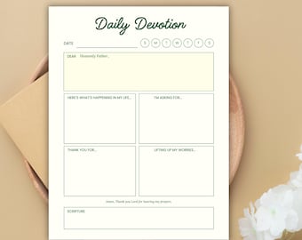 Minimalist Christian Prayer Journal, Daily Devotion, Gratitude, Scripture (US Letter PDF)
