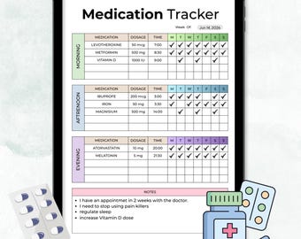 Editable Weekly Medication Tracker Log | Printable Daily Medicine Sheet (PDF Download)