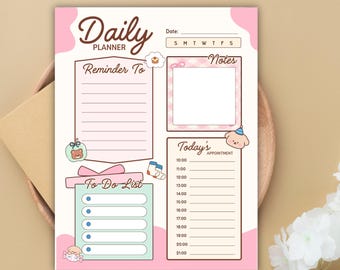 PRINTABLE Daily Planner : Undated Schedule Template, To Do List, Goodnotes