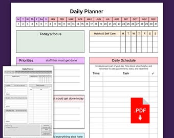 ADHD Daily Planner, Executive Function Organizer, Weekly Monthly (A5 PDF Download)
